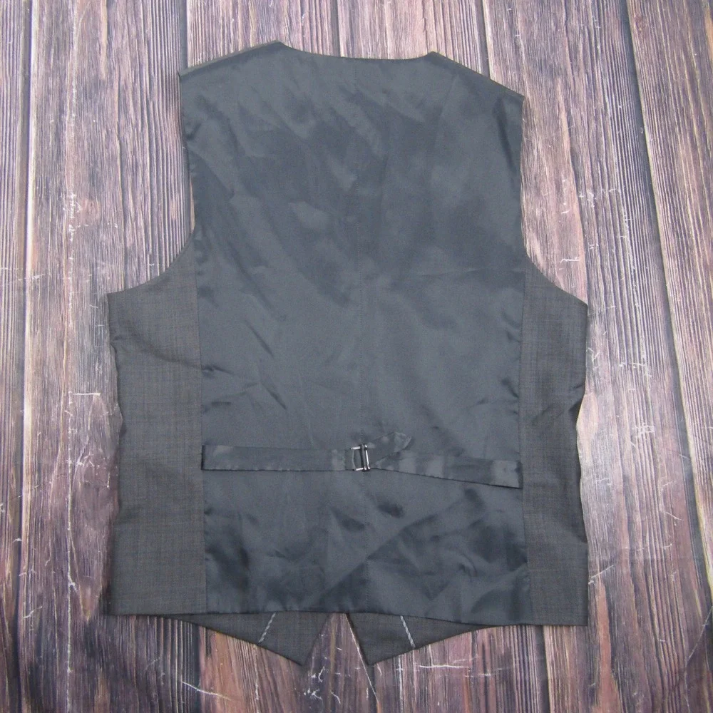 Express Suit Vest Mens Small Gray Wool Blend Adjustable Cinch Waistcoat 00187